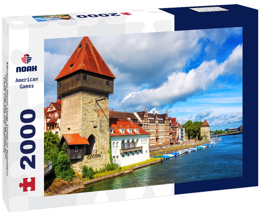 Medieval Rhine Gate Tower in Konstanz city facing the Rhine river and Lake Constance, Germany 2000pc Puzzle