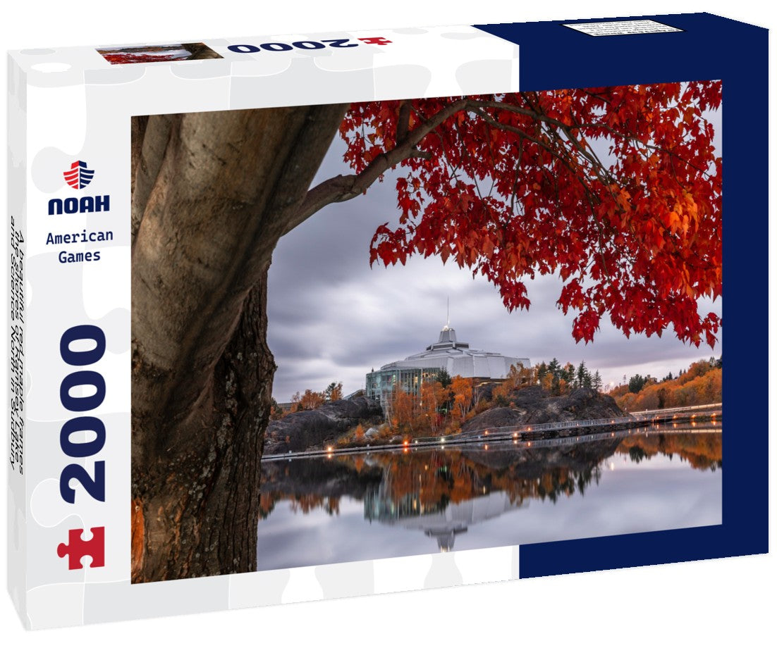 Noah Jigsaw Puzzle A beautiful red maple frames the shores of Ramsey Lake and Science North in Sudbury, ON 2000 pieces