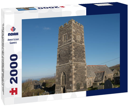 Noah Jigsaw Puzzle St Petroc Church in the Coastal Village of Trevalga with a Bright Blue Sky and Atlantic Ocean in the Background in Rural Cornwall, England 2000 pieces