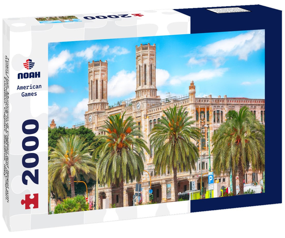 Town Hall, Municipio di Cagliari and Street with typical architecture of the old center of Cagliari. Location: Cagliari, Sardinia, Italy 2000pc Puzzle
