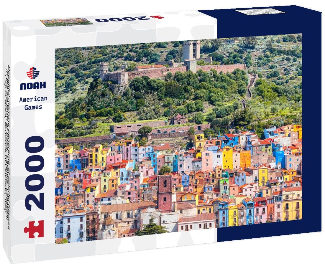 Beautiful morning  colorful houses in the old town of Bosa, Sardinia. Location: City of Bosa, Province of Oristano, Italy 2000pc Puzzle