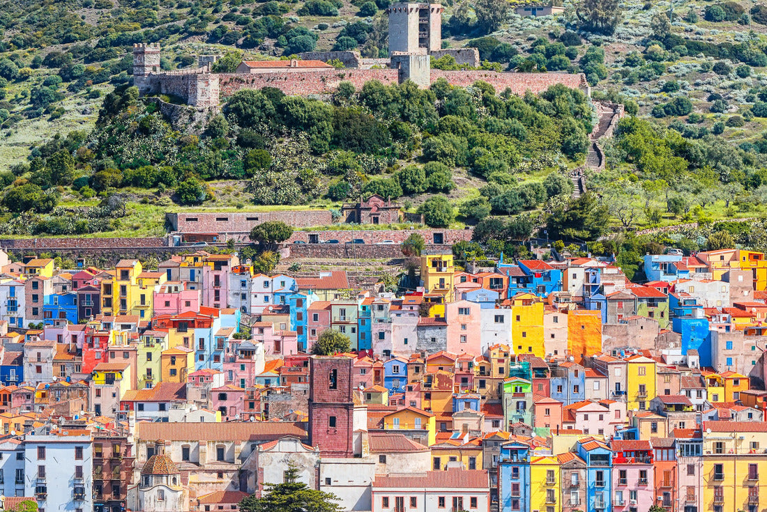 Beautiful morning  colorful houses in the old town of Bosa, Sardinia. Location: City of Bosa, Province of Oristano, Italy 2000pc Puzzle
