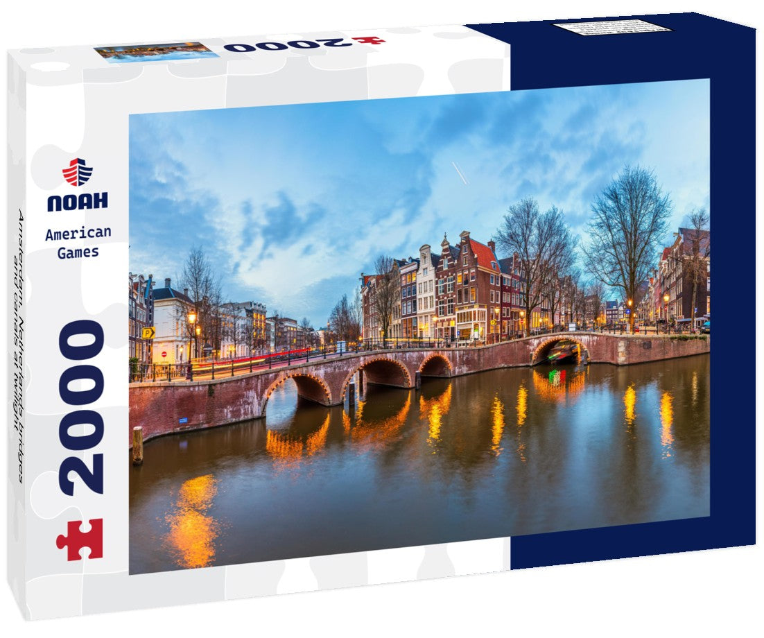 Amsterdam, Netherlands bridges and canals at twilight 2000pc Puzzle