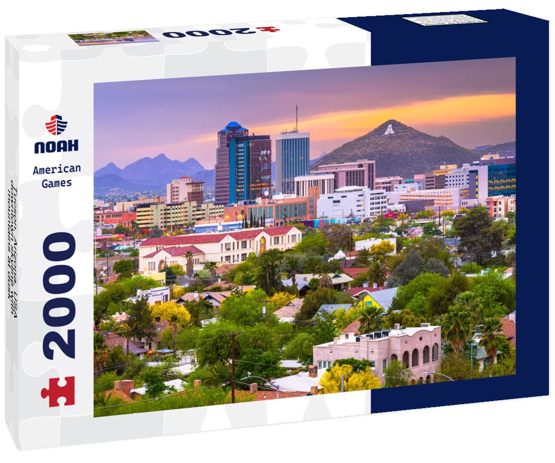 Tucson, Arizona, USA downtown skyline with mountains at dusk 2000pc Puzzle