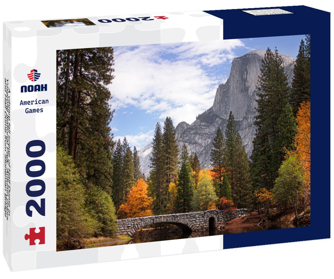 A vibrant fall scene of Half Dome in Yosemite National Park. Autumn colors and Half Dome from Stoneman Bridge 2000pc Puzzle