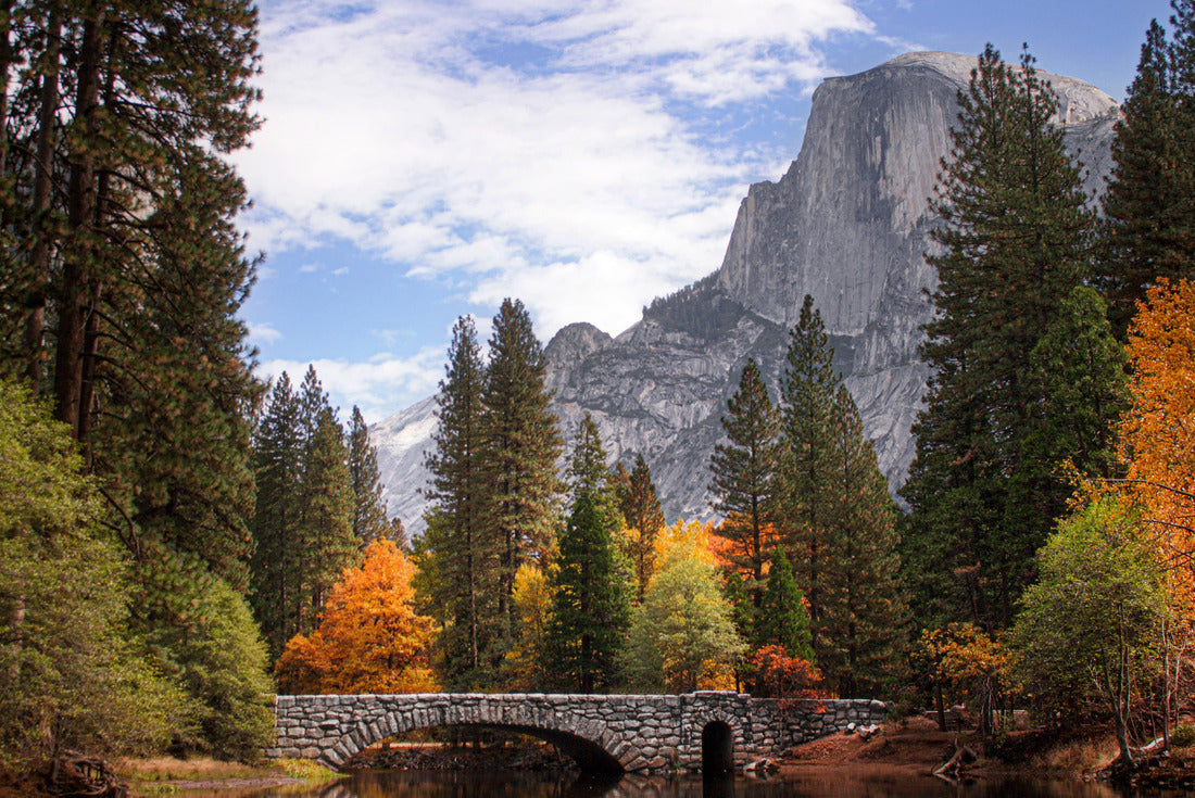 A vibrant fall scene of Half Dome in Yosemite National Park. Autumn colors and Half Dome from Stoneman Bridge 2000pc Puzzle