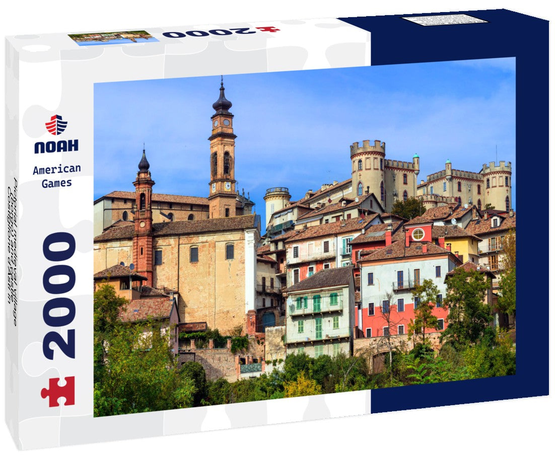 Pictorial medieval village (borgo) and castle - Costiglione d'Asti in Piemont, Italy 2000pc Puzzle