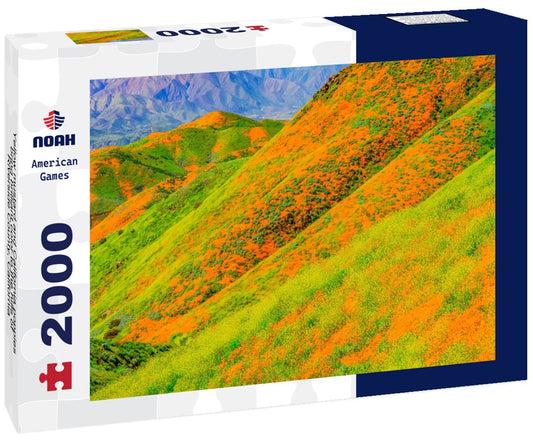 Noah Jigsaw Puzzle Yellow mustard and California poppies bring brilliant color to the hills of Riverside County, California 2000 pieces