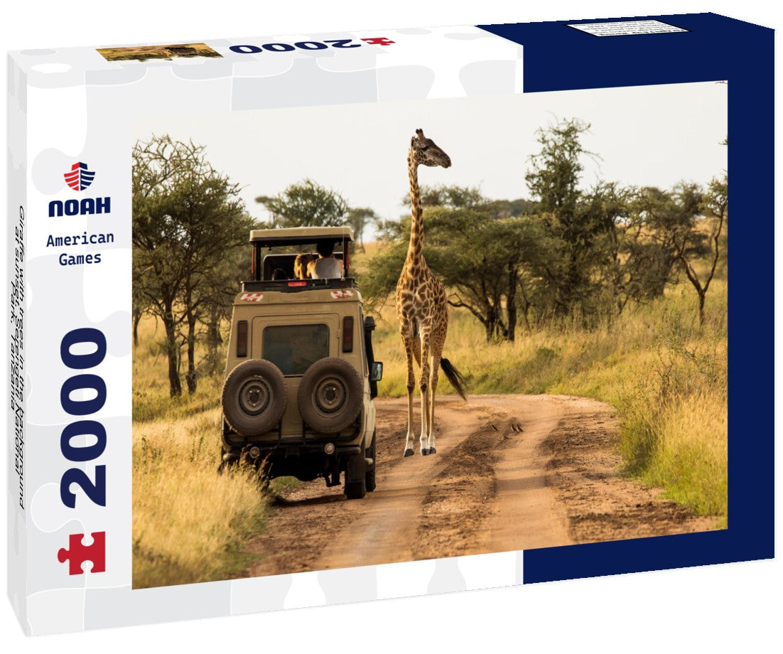Giraffe with trees in the background at sunset, Serengeti National Park, Tanzania 2000pc Puzzle