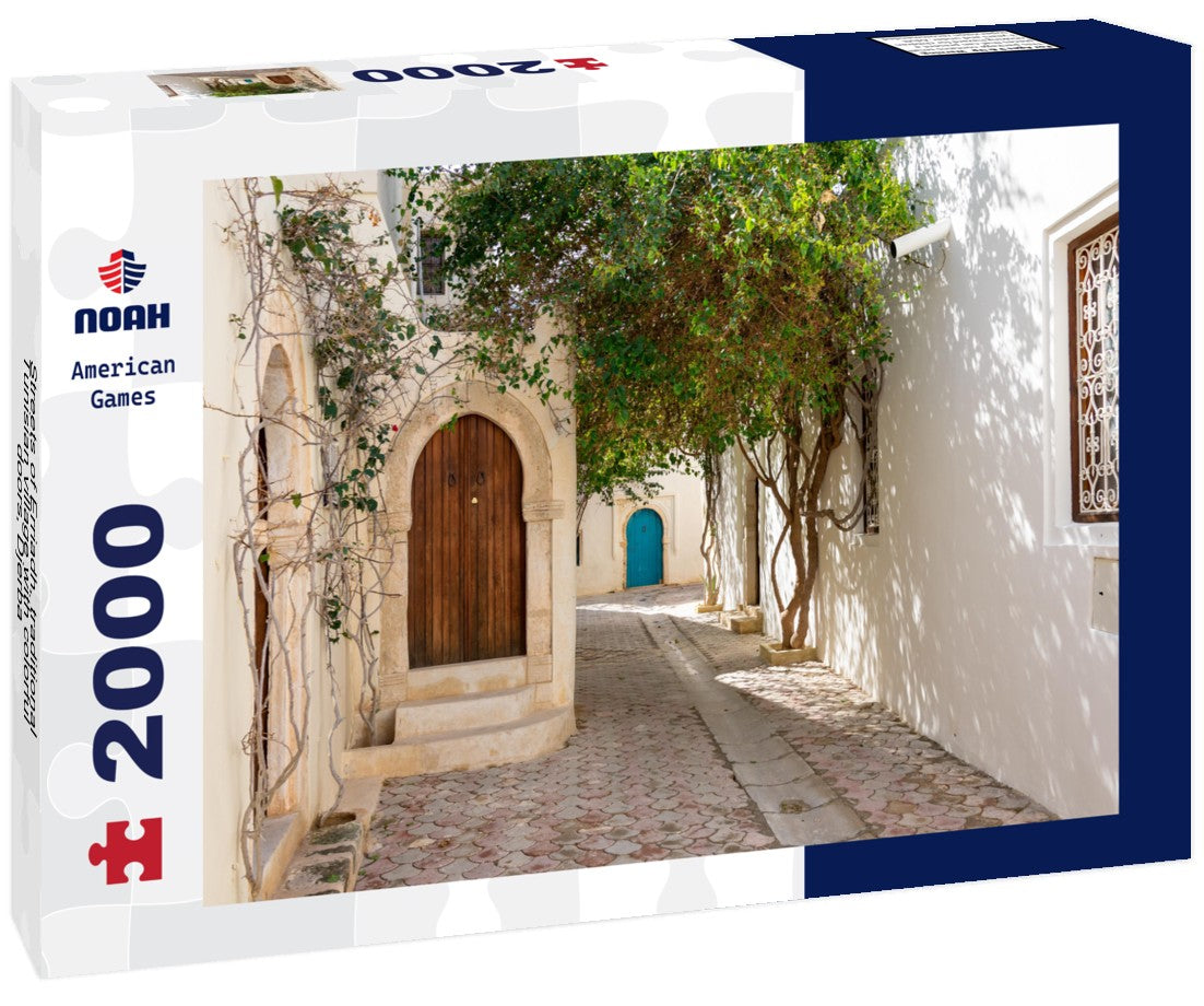 Noah Jigsaw Puzzle Streets of Erriadh, traditional Tunisian village with colorful doors, Djerba 2000 pieces