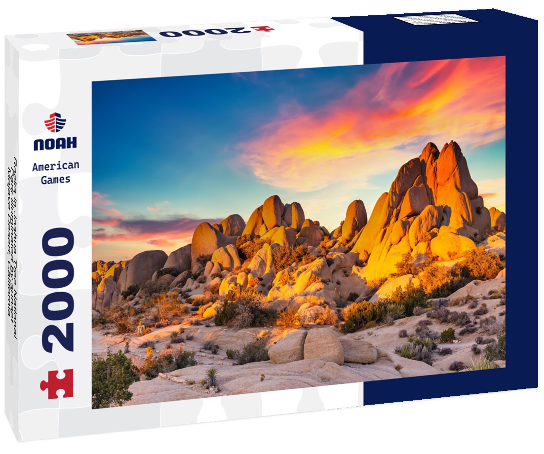 Rocks in Joshua Tree National Park illuminated by sunset, Mojave Desert, California 2000pc Puzzle