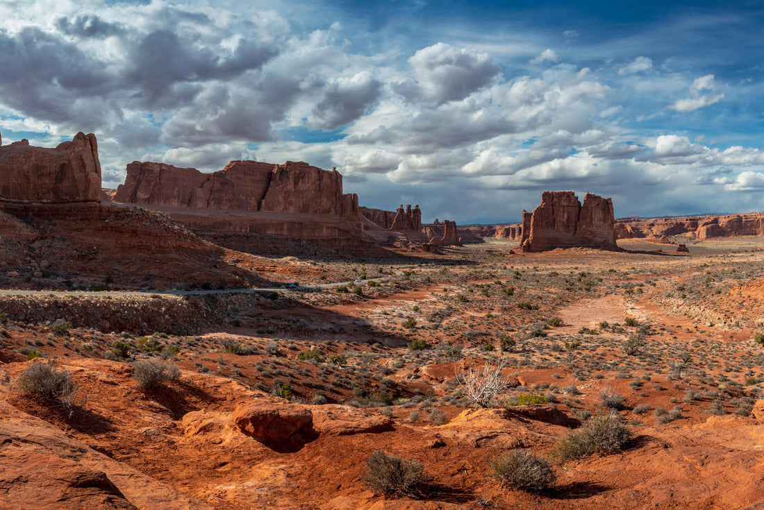 Scenic overlook of towering sandstone giants seen along Arches Scenic Drive near the Park Avenue section of Arches National Park, Moab, Utah 2000pc Puzzle