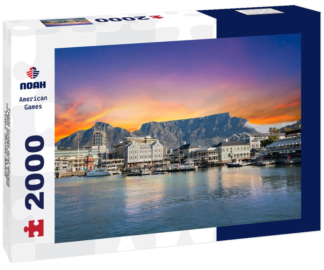 Table boats and shops on the seafront in Cape Town, South Africa 2000pc Puzzle