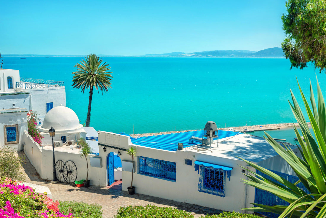 with typical white blue houses and beautiful view of the sea. Sidi Bou Said, Tunisia 2000pc Puzzle