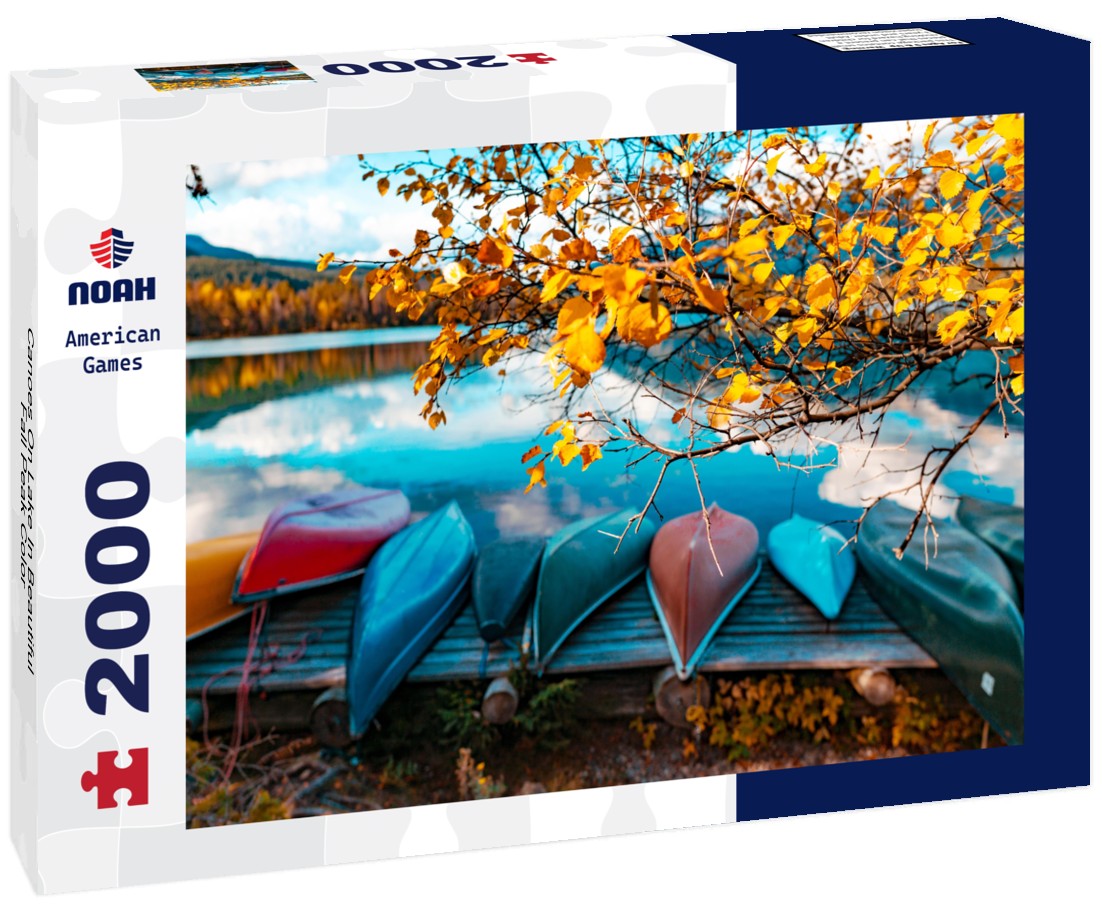 Canoes On Lake In Beautiful Fall Peak Color 2000pc Puzzle