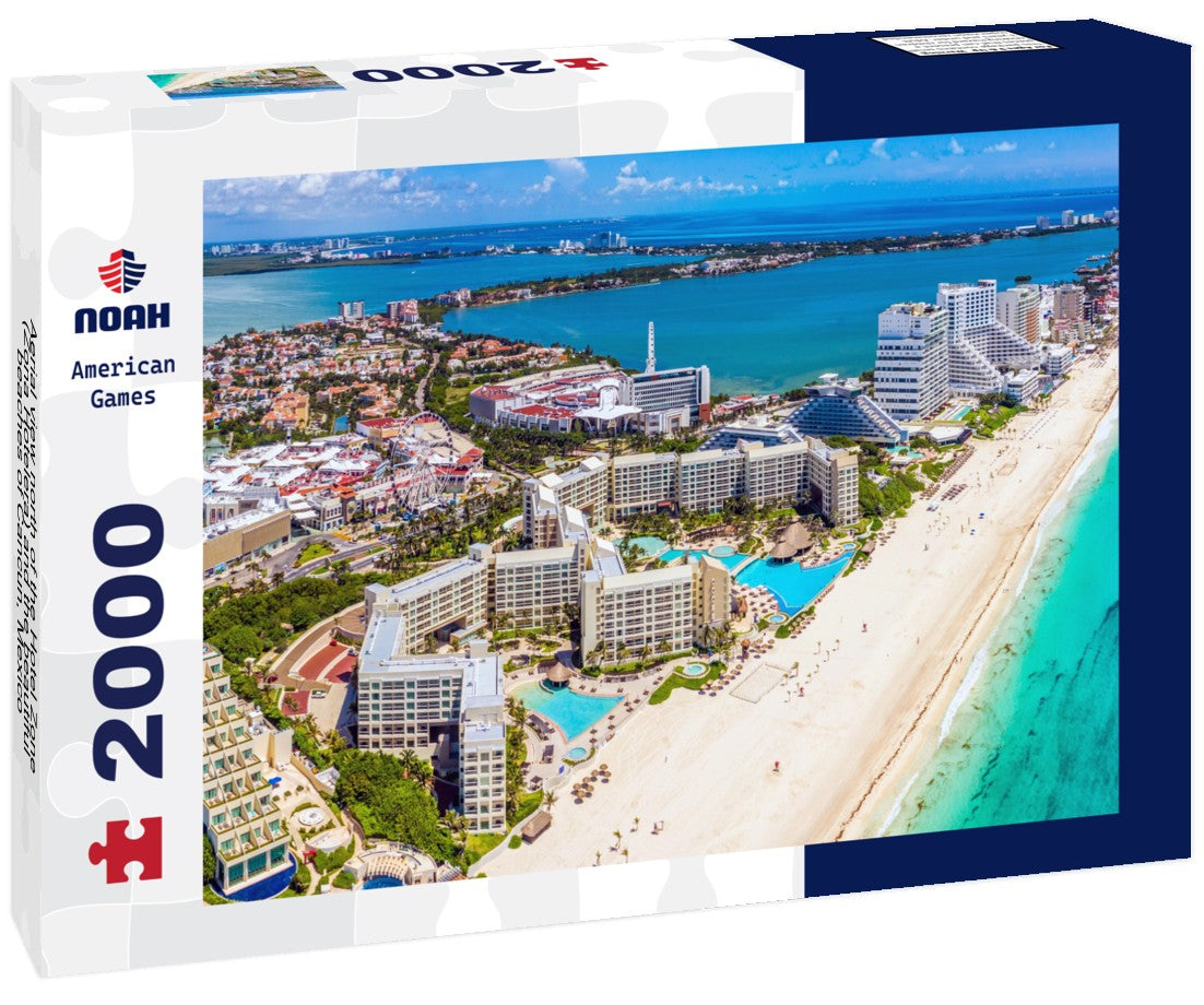 Aerial view north of the Hotel Zone (Zona Hotelera) and the beautiful beaches of Cancun, Mexico 2000pc Puzzle