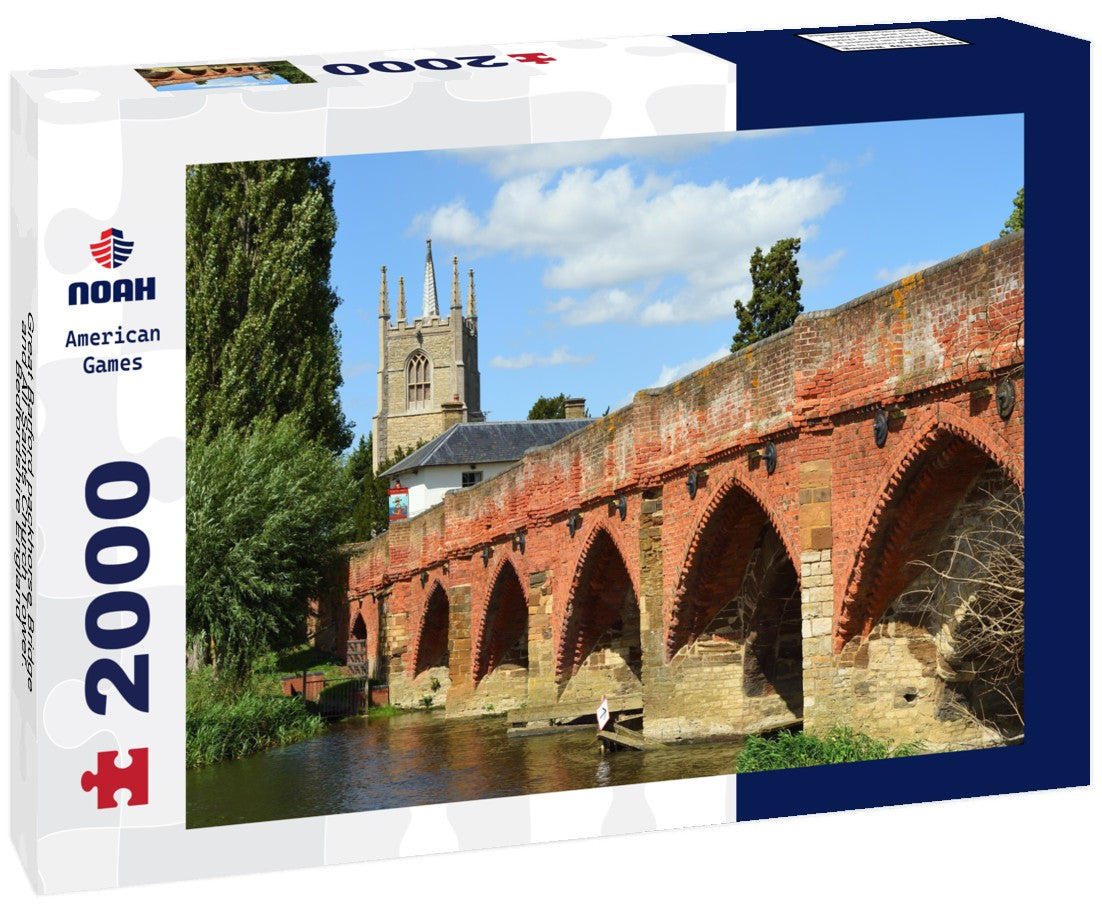 Noah Jigsaw Puzzle Great Barford packhorse Bridge and All Saints Church Tower. Bedfordshire England 2000 pieces