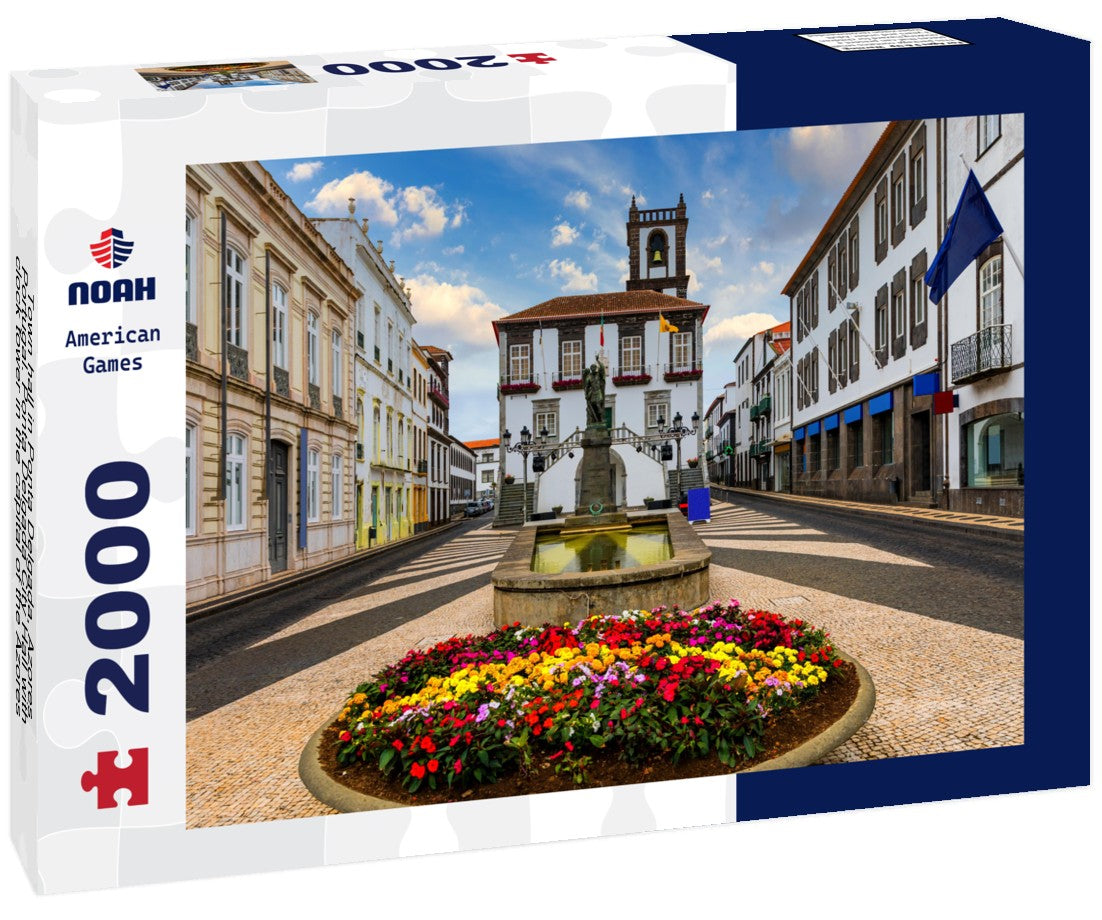 Town hall in Ponta Delgada, Azores, Portugal. Ponta Delgada City Hall with clock tower in the capital of the Azores 2000pc Puzzle
