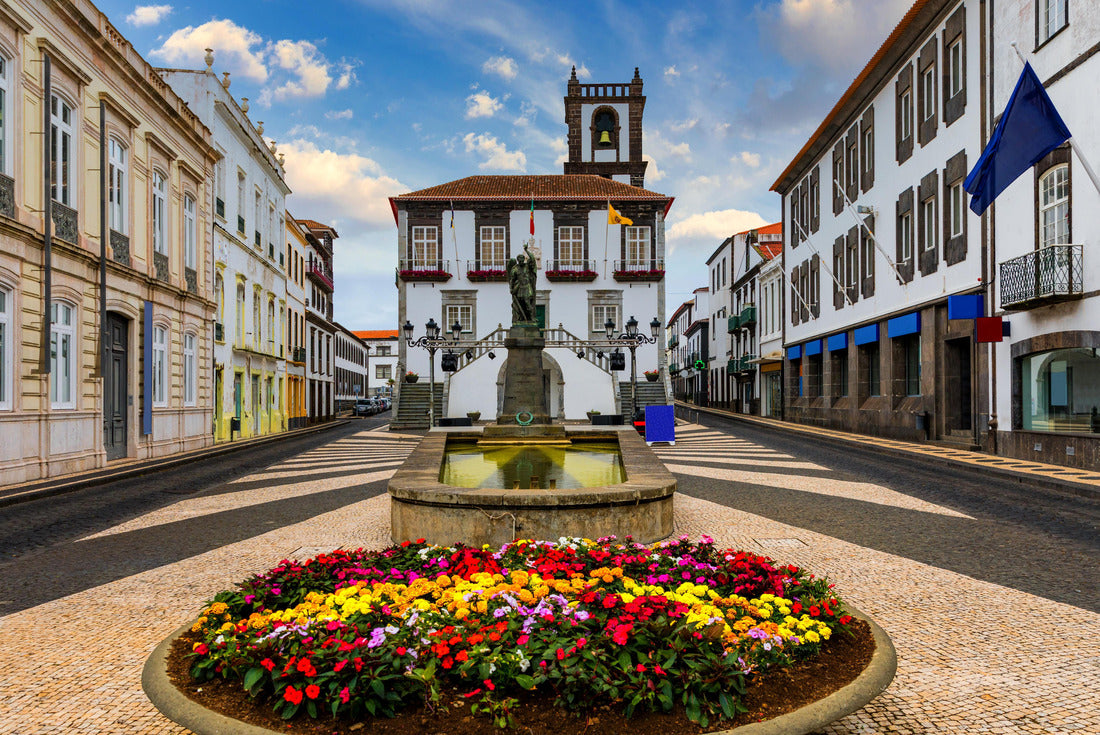 Town hall in Ponta Delgada, Azores, Portugal. Ponta Delgada City Hall with clock tower in the capital of the Azores 2000pc Puzzle