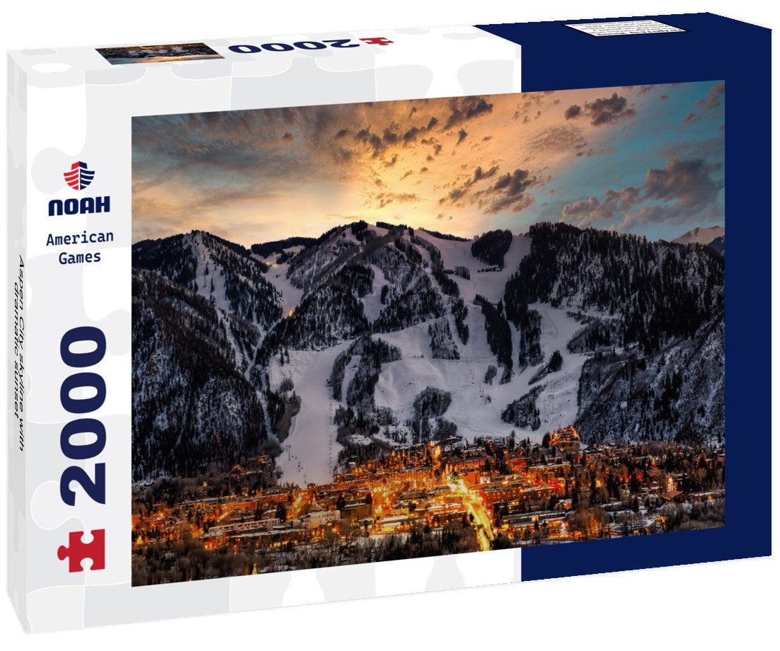 Noah Jigsaw Puzzle Aspen City skyline with dramatic sunset 2000 pieces