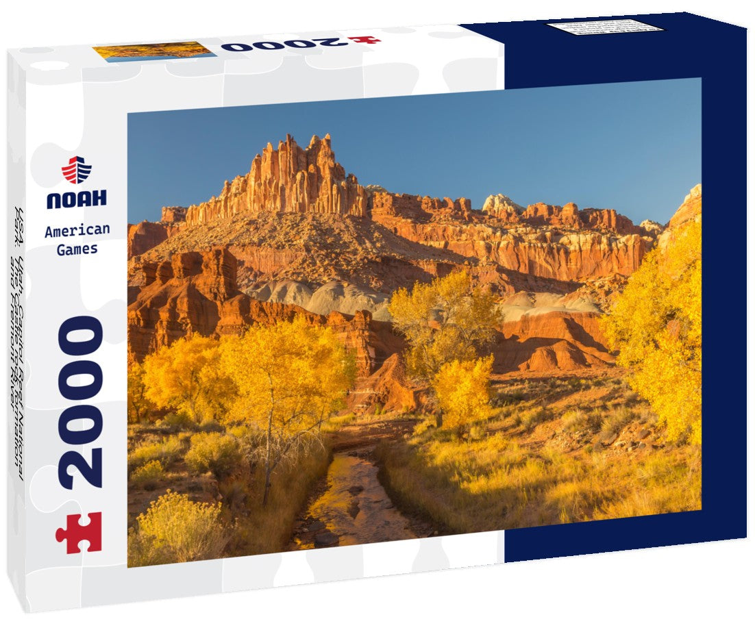 Noah Jigsaw Puzzle USA, Utah, Capitol Reef National Park. The Castle rock formation and Fremont River 2000 pieces