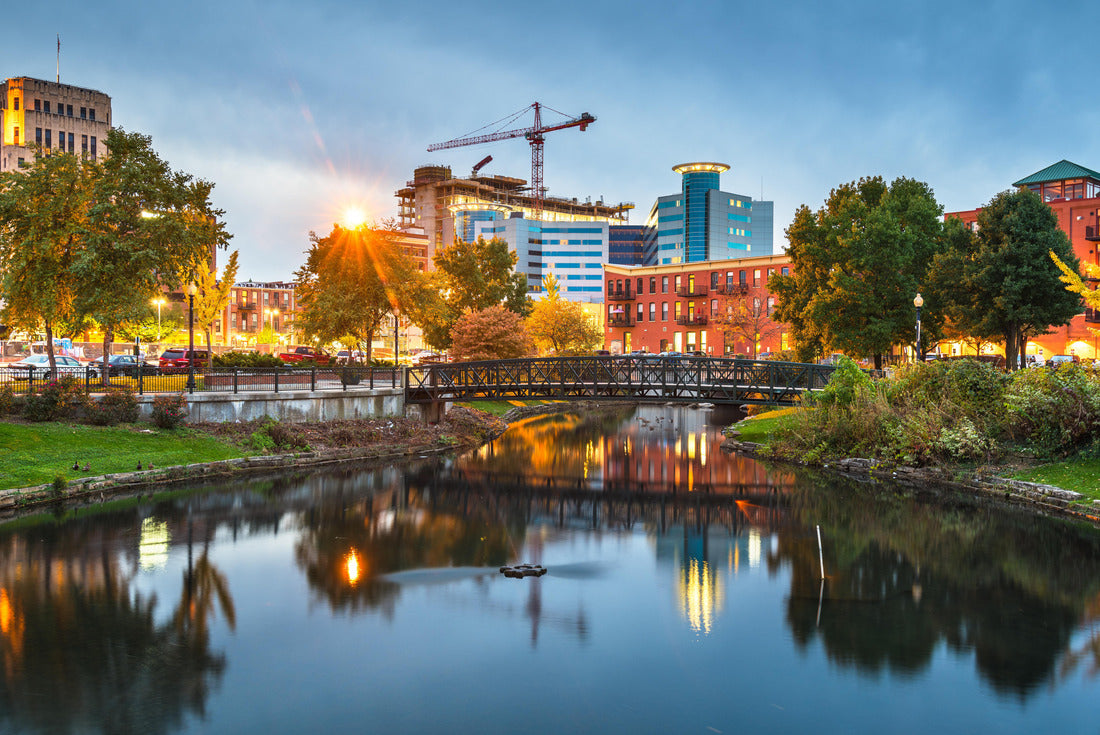 Kalamazoo, Michigan, USA downtown cityscape and park at dusk 2000pc Puzzle