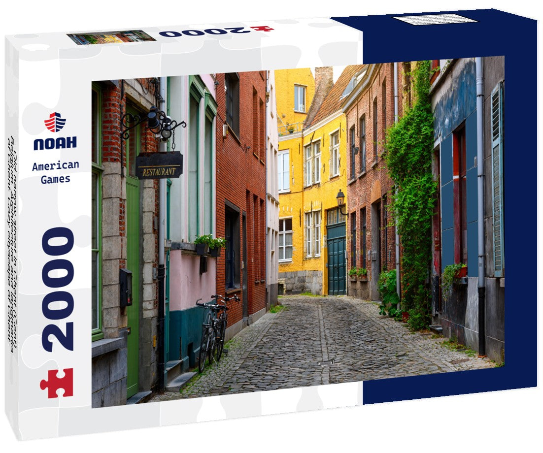 Noah Jigsaw Puzzle Old narrow street in Ghent (Gent), Belgium. Architecture and landmarks of Ghent. Cozy cityscape of Ghent 2000 pieces