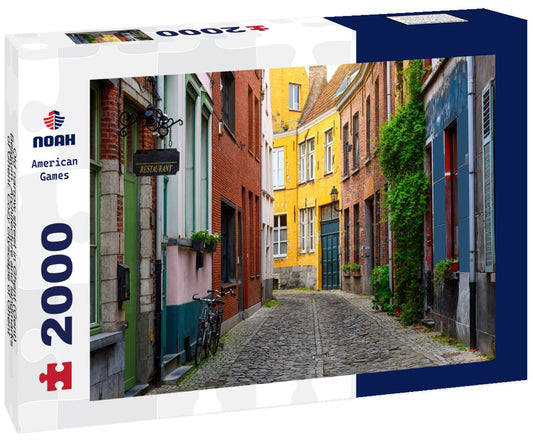 Noah Jigsaw Puzzle Old narrow street in Ghent (Gent), Belgium. Architecture and landmarks of Ghent. Cozy cityscape of Ghent 2000 pieces