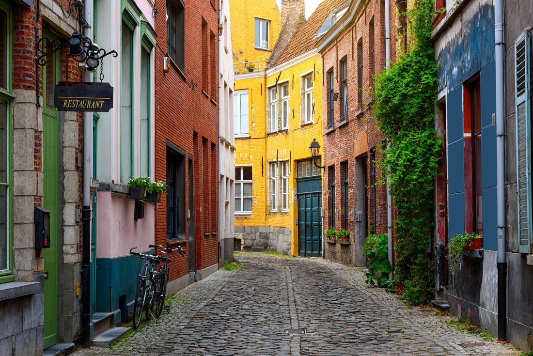 Old narrow street in Ghent (Gent), Belgium. Architecture and landmarks of Ghent. Cozy cityscape of Ghent 2000pc Puzzle