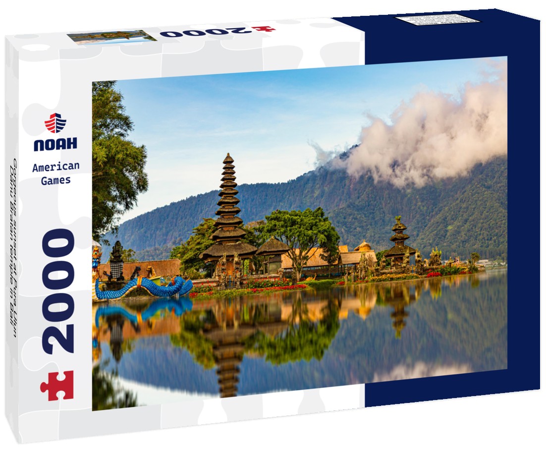 Gorgeous sunset at Pura Ulun Danu Bratan temple in Bali 2000pc Puzzle