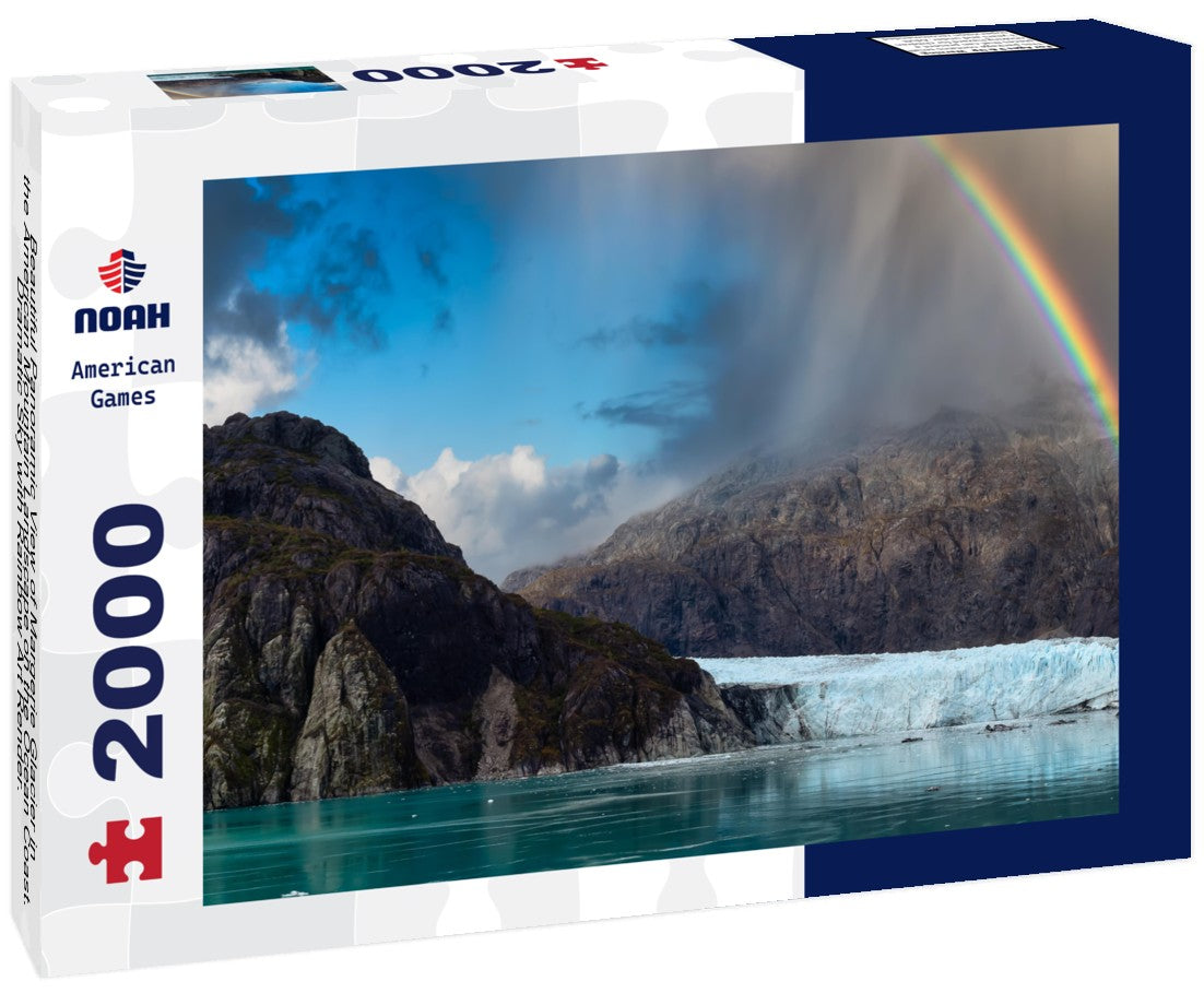 Noah Jigsaw Puzzle Beautiful Panoramic View of Margerie Glacier in the American Mountain Landscape on the Ocean Coast. Dramatic Sky with Rainbow Art Render. Glacier Bay National Park and Preserve, Alaska, USA 2000 pieces