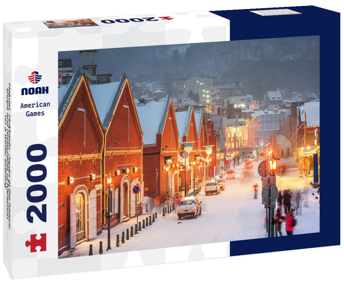 Hakdat, Hokkaido, Japan at the historic shops and restaurants of Kanemori on a winter evening 2000pc Puzzle