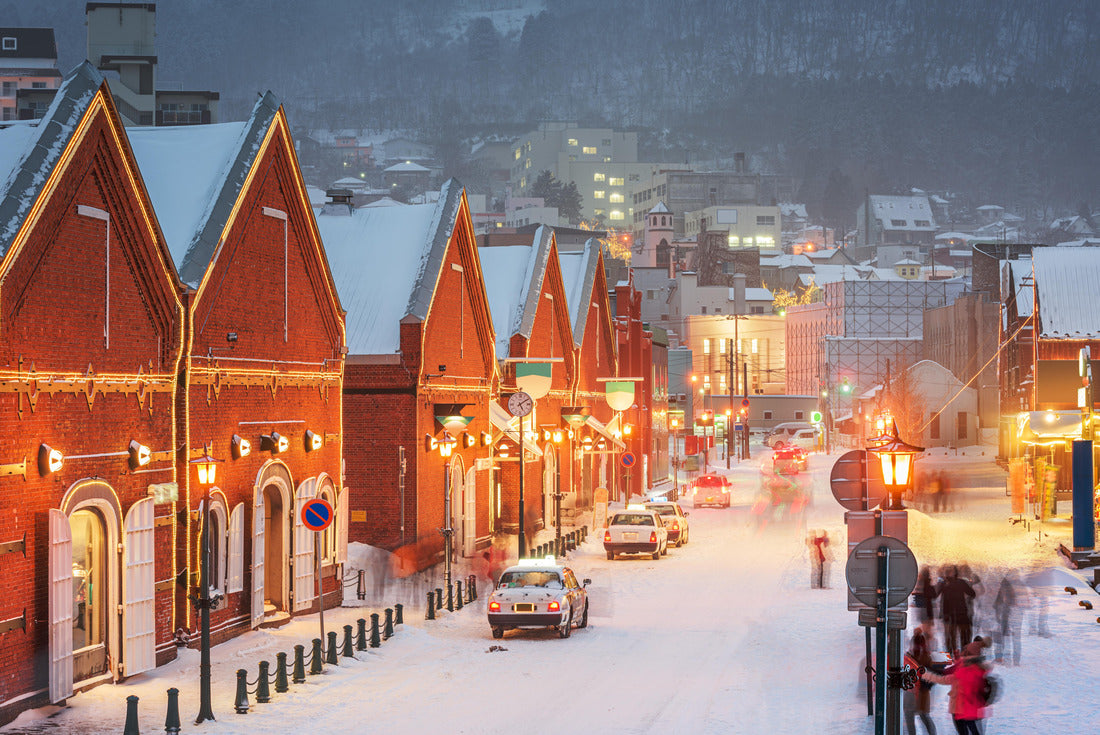 Hakdat, Hokkaido, Japan at the historic shops and restaurants of Kanemori on a winter evening 2000pc Puzzle