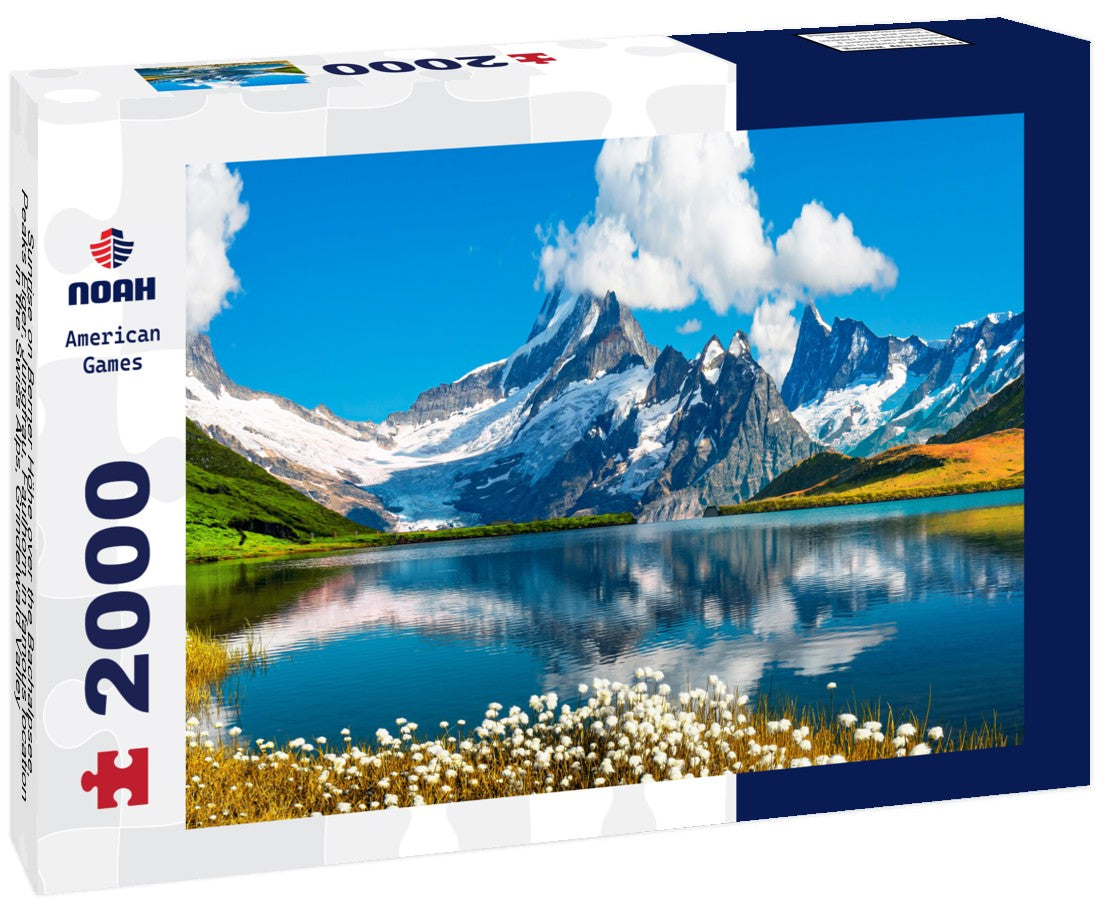 Sunrise on Berner Höhe over the Bachalpsee. Peaks Eiger, Jungfrau, Faulhorn in famous location in the Swiss Alps, Grindelwald Valley 2000pc Puzzle