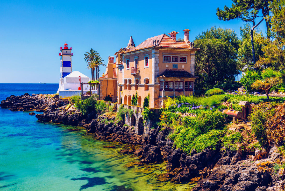 Santa Marta lighthouse and Municipal museum, Cascais, Lisbon, Portugal. Lighthouse Museum of Santa Marta in Cascais Portugal, as seen from Santa Marta Beach on a beautiful day. Cascais, Portugal 2000pc Puzzle