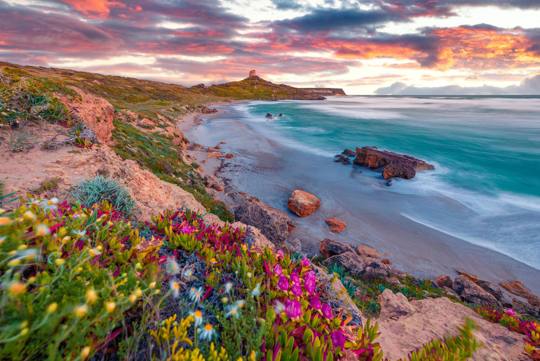 Beautiful spring landscape. Colorful morning scene of Sardinia, Italy, Europe. Fantastic sunrise on the Capo San Marco lighthouse on the Del Sinis peninsula 2000pc Puzzle