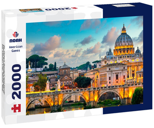 Noah Jigsaw Puzzle St. Peter's Basilica and Ponte Vittorio Emanuele II bridge in the Vatican City, Rome, Italy 2000 pieces