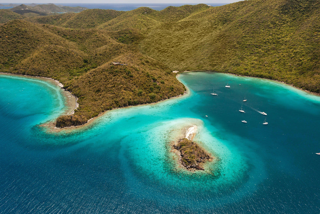 Waterlemon Cay with boats harboring in the bay on the island of St. John in the United States Virgin Islands National Park 2000pc Puzzle