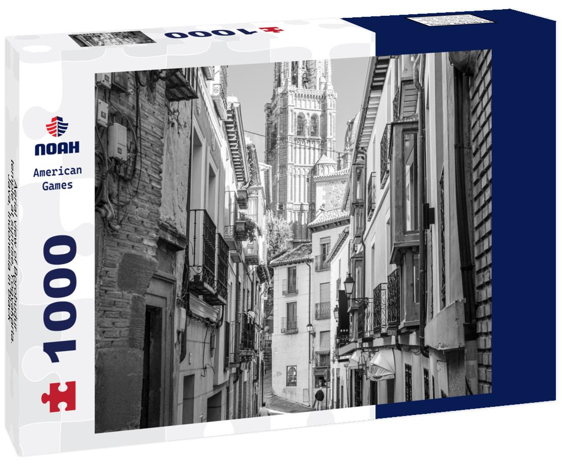 Noah Jigsaw Puzzle Aerial view of Borobudur temple at sunrise, Yogyakarta. Java, Indonesia in black white 1000 pieces