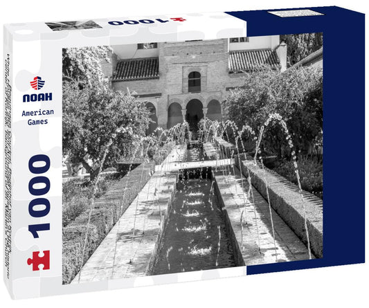 Noah Jigsaw Puzzle Beguinage Courtrai, Begijnhof van Kortrijk, White Houses and Sint-Annazaal museum in the historic center of Kortrijk, background of St. Martin's Church, West Flanders province, Flemish Region, Belgium in black white 1000 pieces