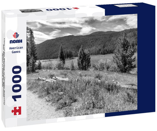 Noah Jigsaw Puzzle View of the Medina of Tangier featuring the Strait of Gibraltar, Morocco, Spain in black white 1000 pieces