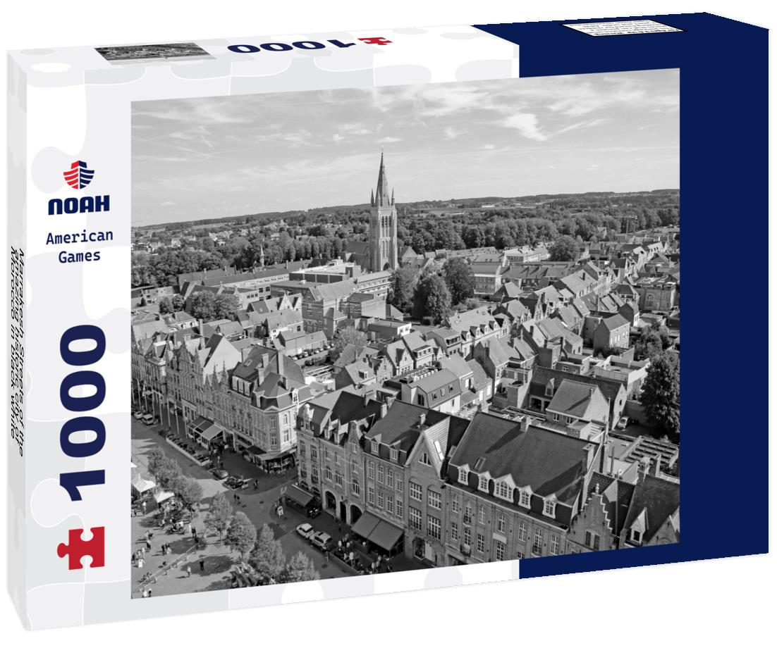 Noah Jigsaw Puzzle Marrakesh Streets of the amazing historic city of Morocco in black white 1000 pieces