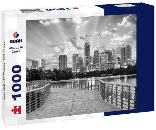 Noah Jigsaw Puzzle Mount Fuji, Japan. Lake Ashi view in Hakone in black white 1000 pieces