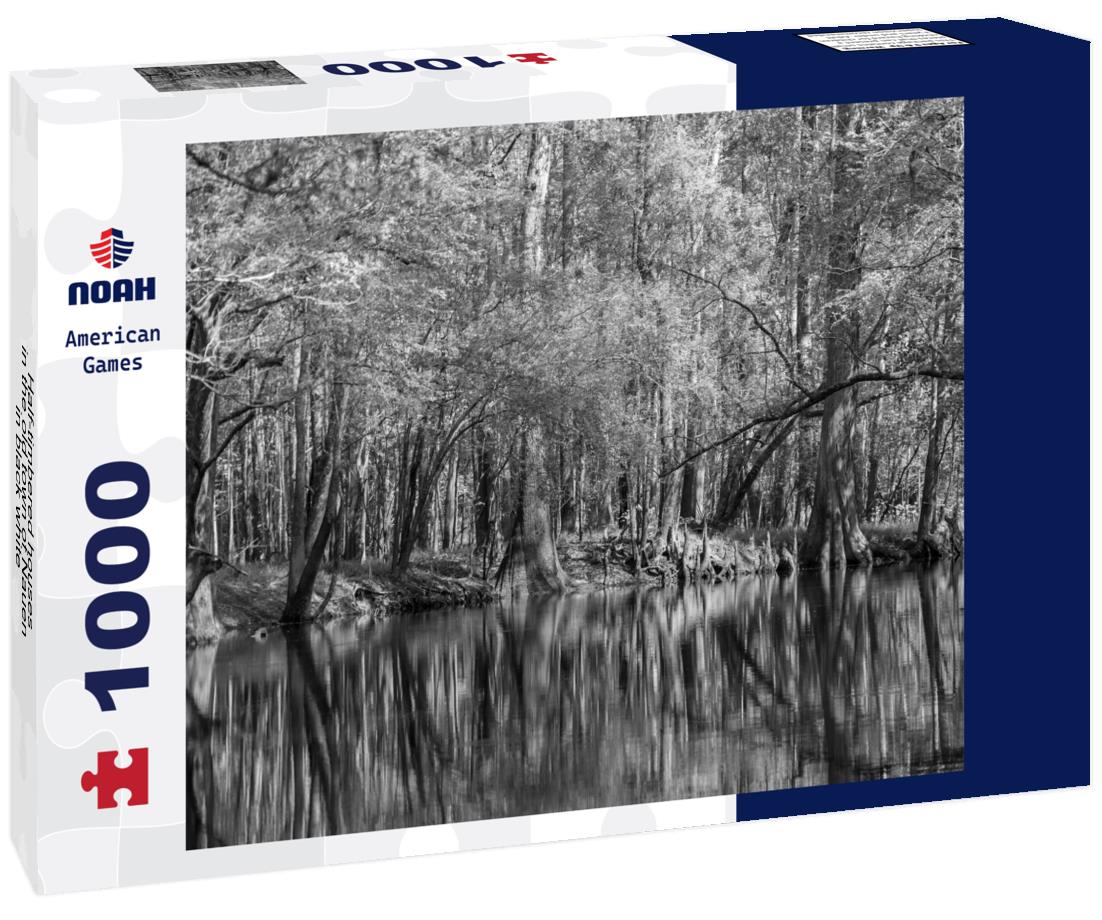 Noah Jigsaw Puzzle Half-timbered houses in the old town of Nauen in black white 1000 pieces