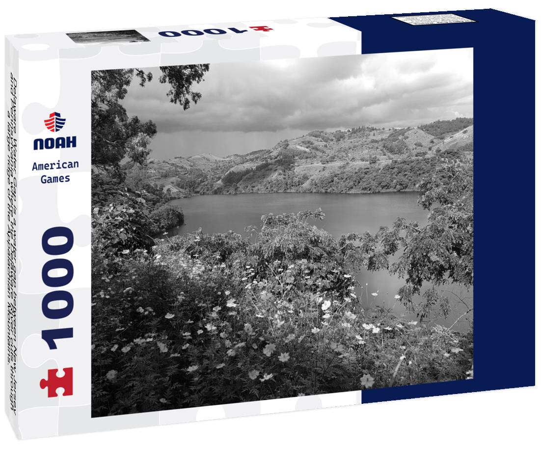 Delaware Water Gap is a water gap between New Jersey and Pennsylvania where the Delaware River cuts through a large ridge of the Appalachian Mountains. Delaware Water Gap National Recreation Area 1000pc PuzzleBlack and White