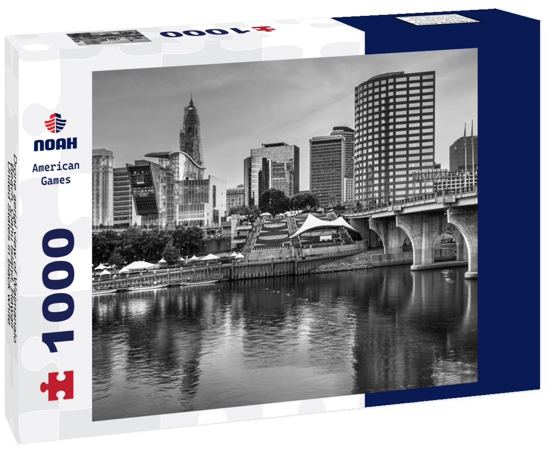 Noah Jigsaw Puzzle Drone aerial view of Waimanalo Beach, Oahu Island, Hawaii, United States in black white 1000 pieces