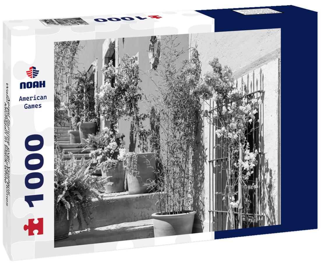 Noah Jigsaw Puzzle Aerial Sunrise over Ypsilanti Water Tower and Suburban Homes, Michigan in black white 1000 pieces