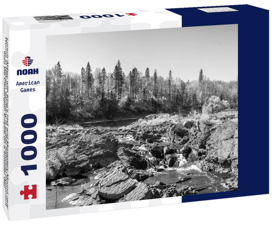 Noah Jigsaw Puzzle Lorsch Abbey with King's Hall and Monastery Mound near Worms in Hessen Germany is public historical monument from the Carolingian Empire on a summer day. Panorama form wide angle frog perspective in black white 1000 pieces