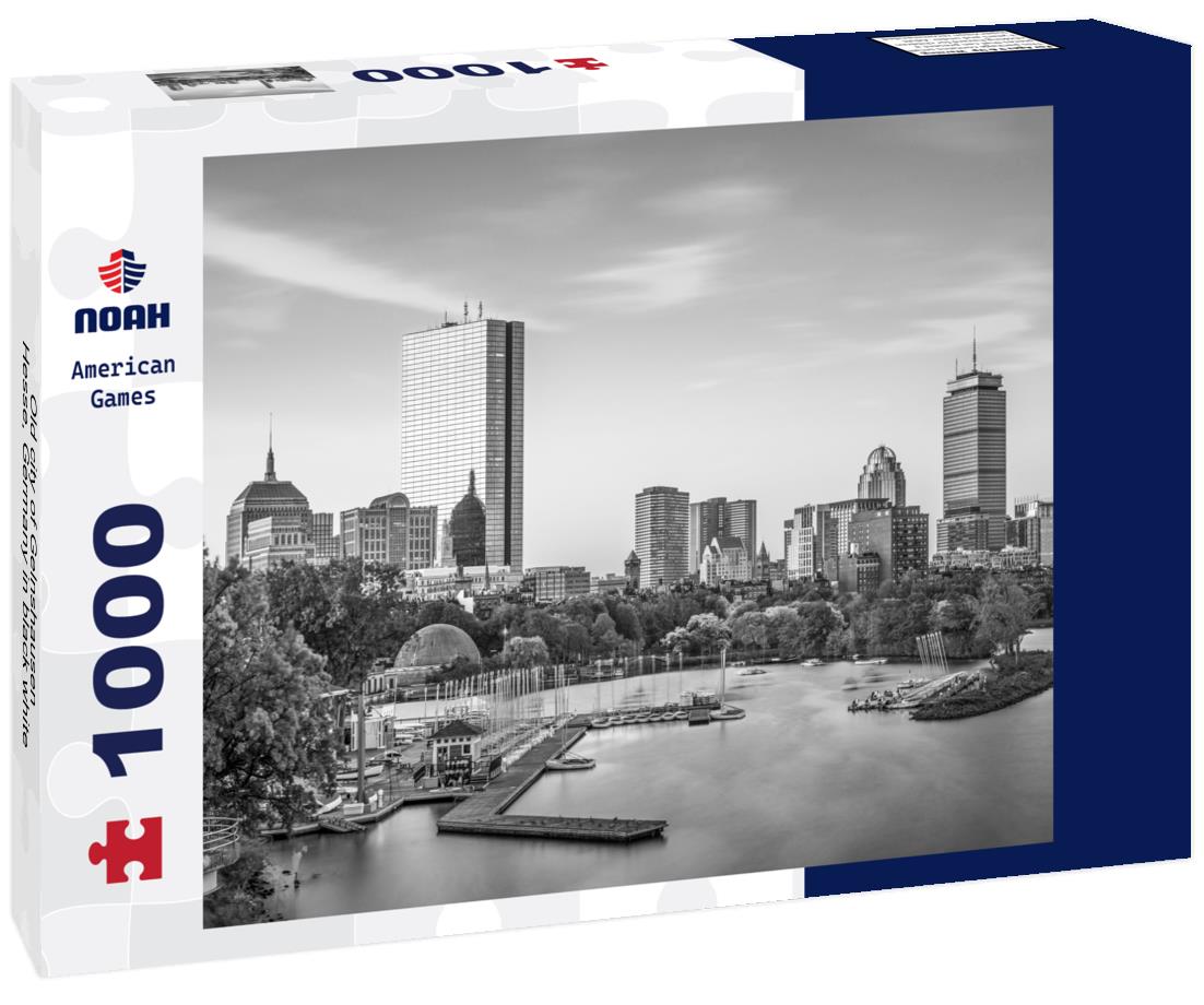 Noah Jigsaw Puzzle Old city of Gelnshausen, Hesse, Germany in black white 1000 pieces