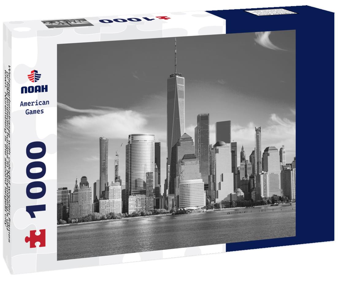 Noah Jigsaw Puzzle Weissgerberstrasse with colorful wooden frames or half-timbered houses in Nuremberg's old town. Nuremberg is the second largest city in Bavaria, Germany in black white 1000 pieces